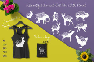 Animal Cut File with Floral Graphics
