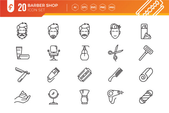 Barber Shop Elements Icon Set for Modern Web Graphics