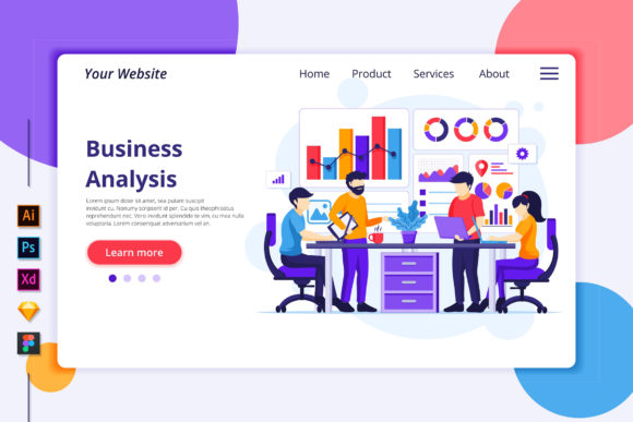 Business Analysis Landing Page Graphics for Modern Branding
