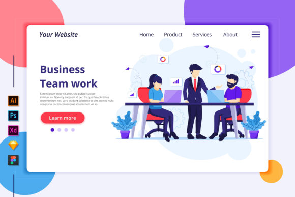 Business Teamwork Landing Page Graphics for Handmade Creations