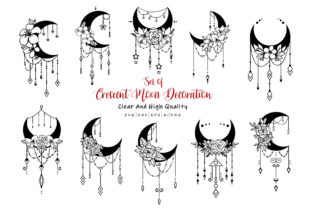 Crescent Moon Decoration Graphics for Crafts and Branding