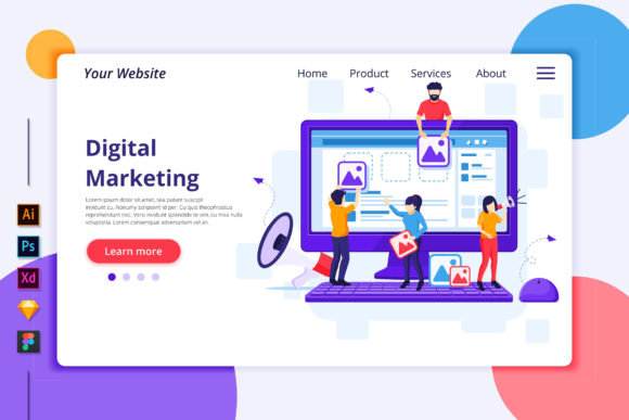 Digital Marketing Landing Page Graphics for Small Business Branding