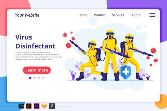 Disinfectant Coronavirus Landing Page Graphics