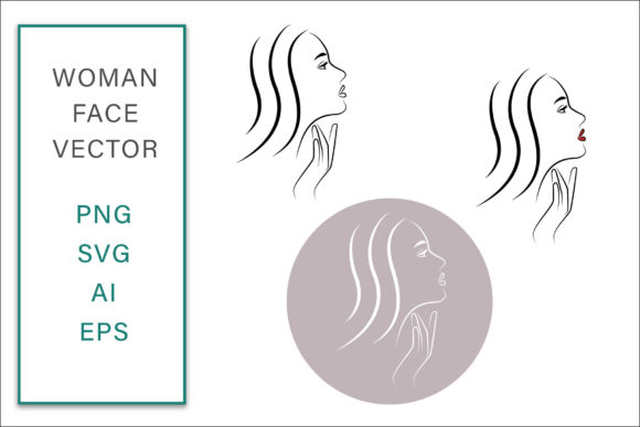 Feminine Face Vector Lineart for Crafts and Graphics