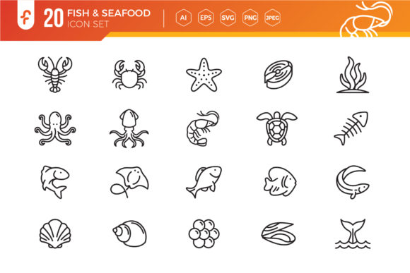 Fish and Seafood Elements Icon Set Review