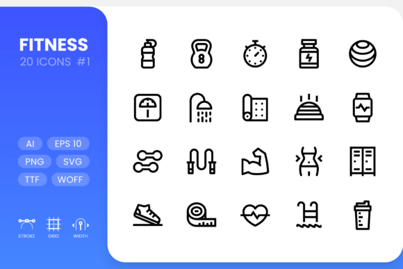 Fitness Line Icons: A Modern Graphic Asset for Design Projects