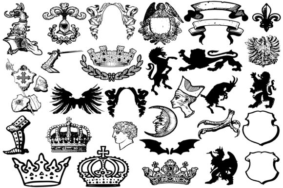 Heraldic Clipart: A Decorative Graphic Asset for Branding