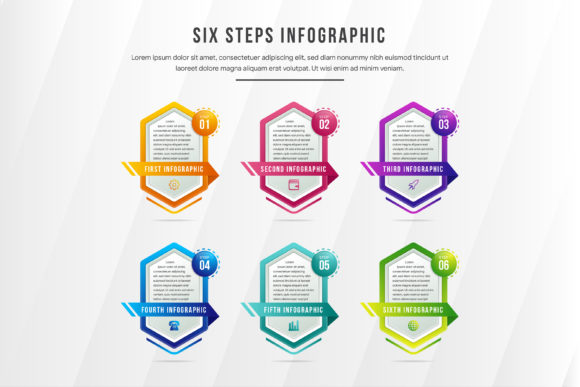 Hexagon Six Step Infographic Graphics