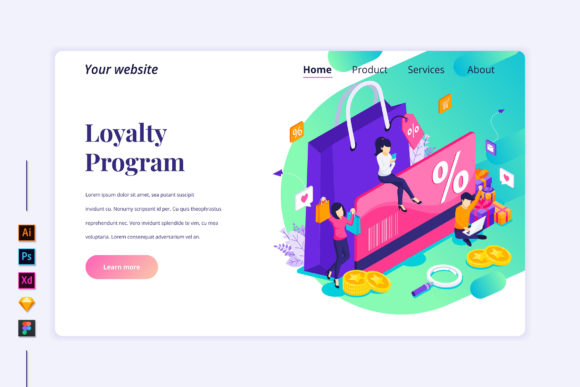 Isometric Loyalty Program Landing Page Graphics