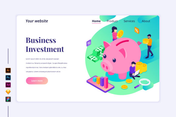 Isometric Money Saving Landing Page Graphics