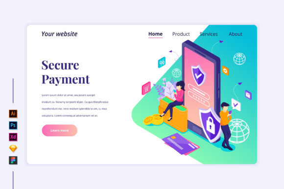 Isometric Secure Payment Landing Page Graphics