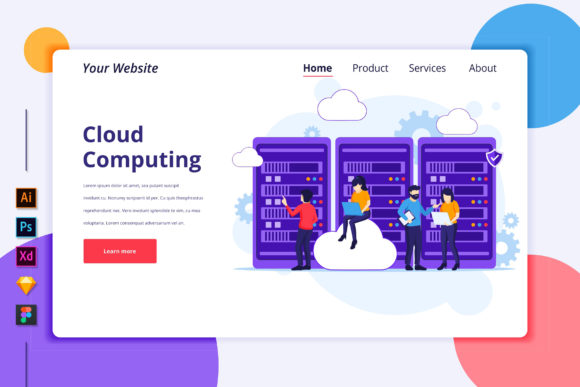 Landing Page Template of Cloud Computing Graphics
