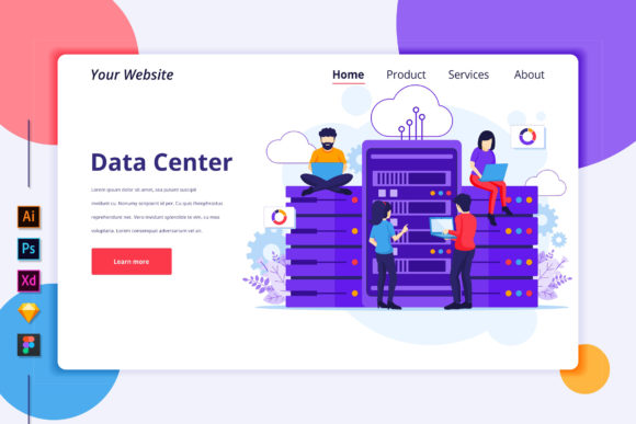 Landing Page Template of Data Center Graphics