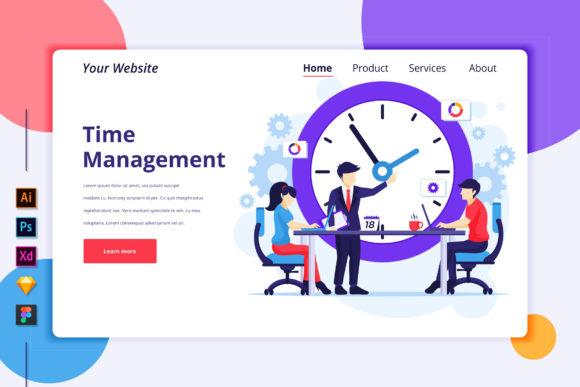 Landing Page Template of Time Management Graphics