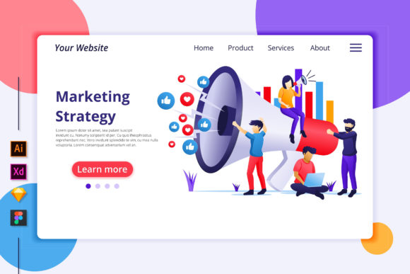 Marketing Strategy Landing Page Graphics for Modern Web Design