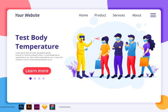 Measure People Temperature Landing Page Graphics