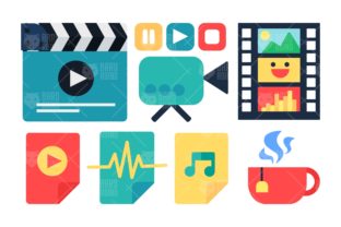 Multimedia Production Icons Set for Web and Editorial Design