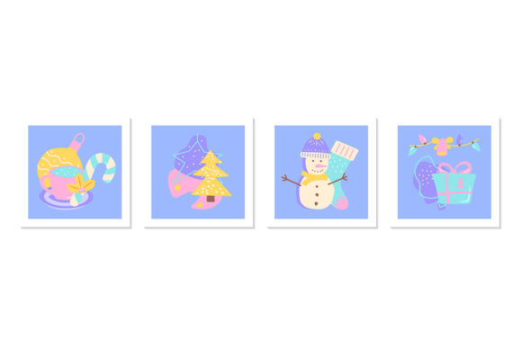 New Year and Xmas Social Media Post Set for Graphic Templates
