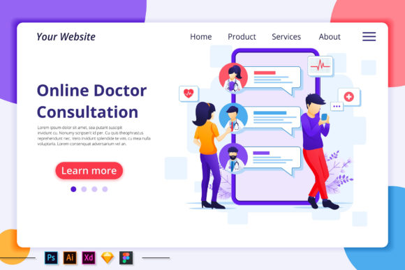 Online Doctor Consultations Landing Page Graphics
