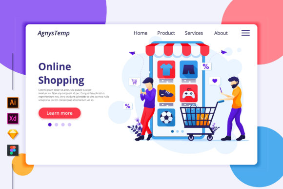 Online Shopping Landing Page Graphics for Modern Web Design