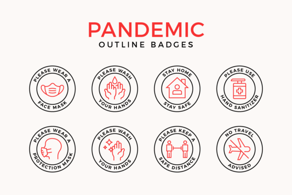 Pandemic Protection Outline Badges - Graphics for Crafts