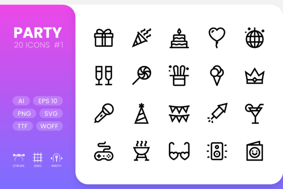 Party Line Icons: A Versatile Graphic Design Asset for Creative Projects