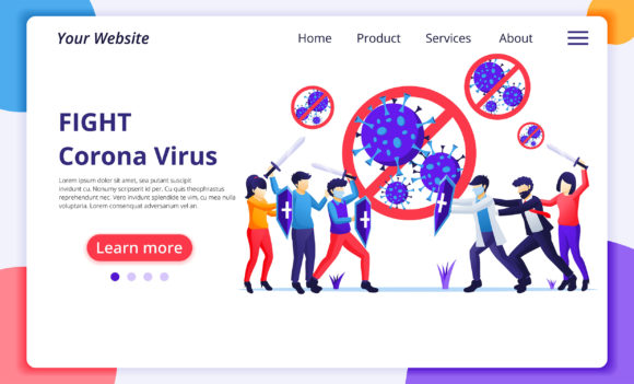 People Fight Coronavirus Landing Page Graphics