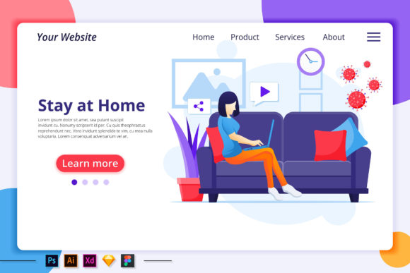 Quarantine Stay at Home Landing Page Graphics