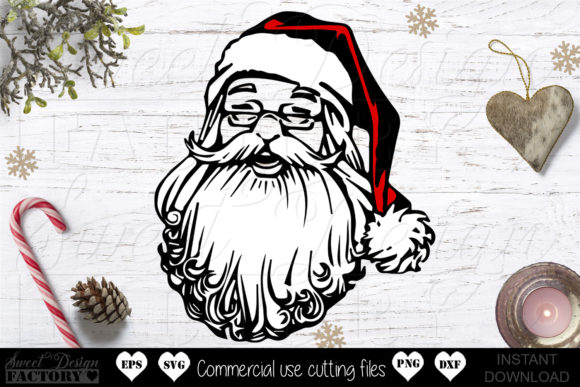 Santa Head Graphics for Crafts and Seasonal Design