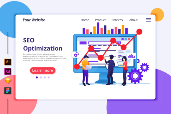 SEO Analysis Landing Page Illustration for Branding and Packaging
