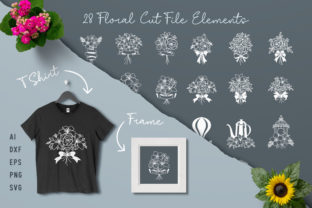 Set of Floral Cut File for Graphics and Crafts
