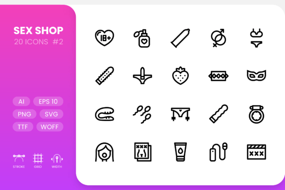 Sex Shop Line Icons: Modern Graphics for Bold Editorial Design