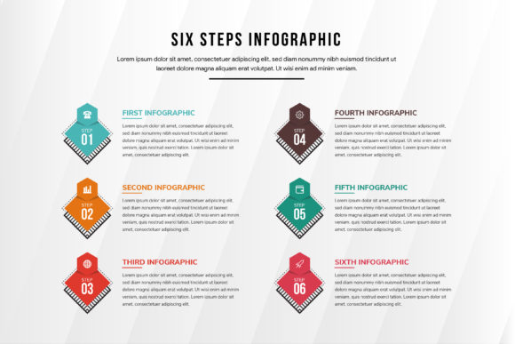 Square Six Step Infographic Graphics