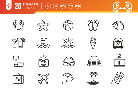 Summer Beach Elements Icon Set for Modern Branding and Marketing