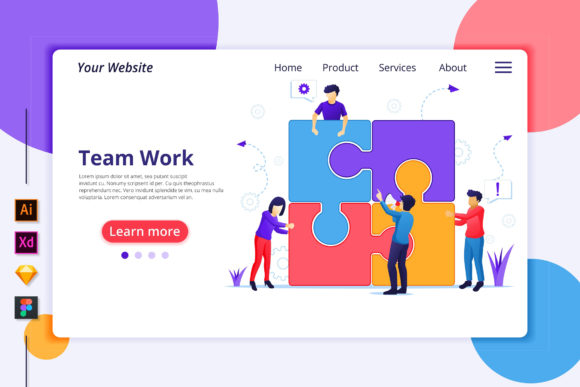 Team Work Landing Page Illustration for Modern Graphics
