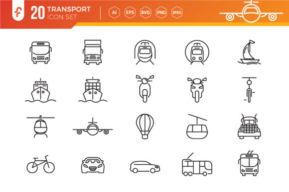 Transport Icon Set Design for Graphics and Icons