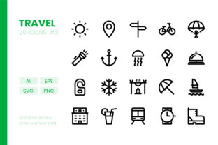 Travel Line Icons for Modern Graphics and Icon-Based Design