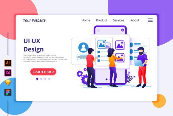 UI UX Design Landing Page Illustration for Branding and Packaging