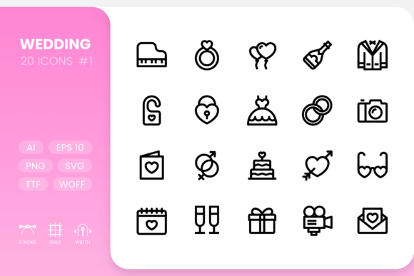 Wedding Line Icons for Local Business Branding
