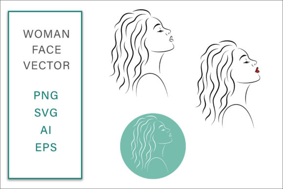 Woman Face Vector Graphic for Crafts and Graphics
