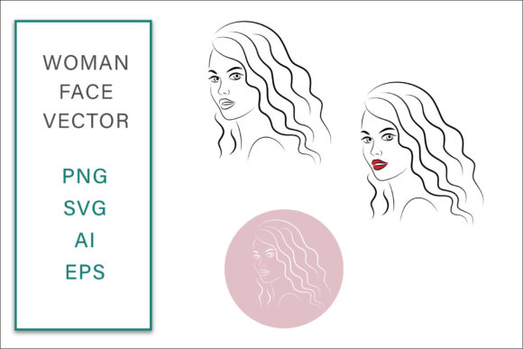 Woman Face Vector Illustration for Crafts and Graphics