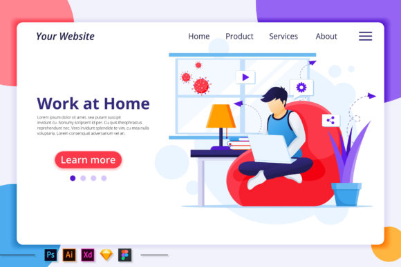 Work from Home Landing Page Graphics for Digital Sellers
