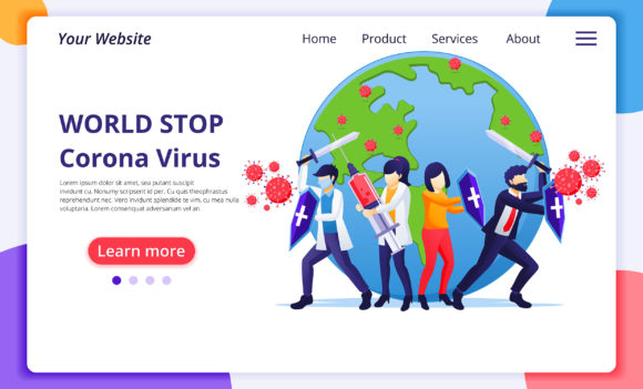 World Fight Coronavirus Landing Page Graphics